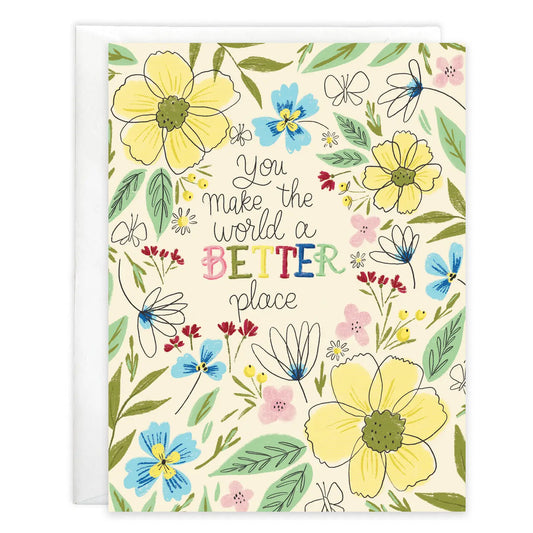Gina B Designs Thinking of You Greeting Card - Yellow Happy Flowers