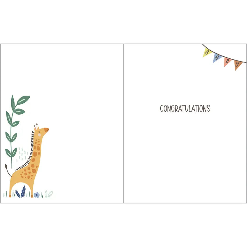 Gina B Designs Baby Greeting Card - Giraffe and Monkey