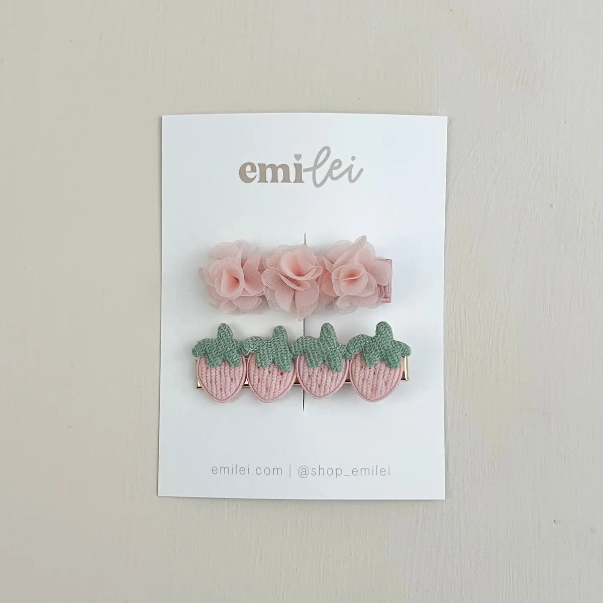 Emi Lei Pom & Strawberry Hair Clips - Set of 2