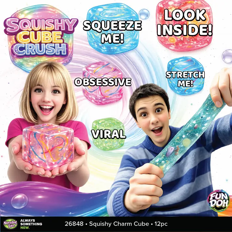 Novelty Brands Fun Doh Squishy Charm Cube Fidget Toy  - 1 Pc Random Variety