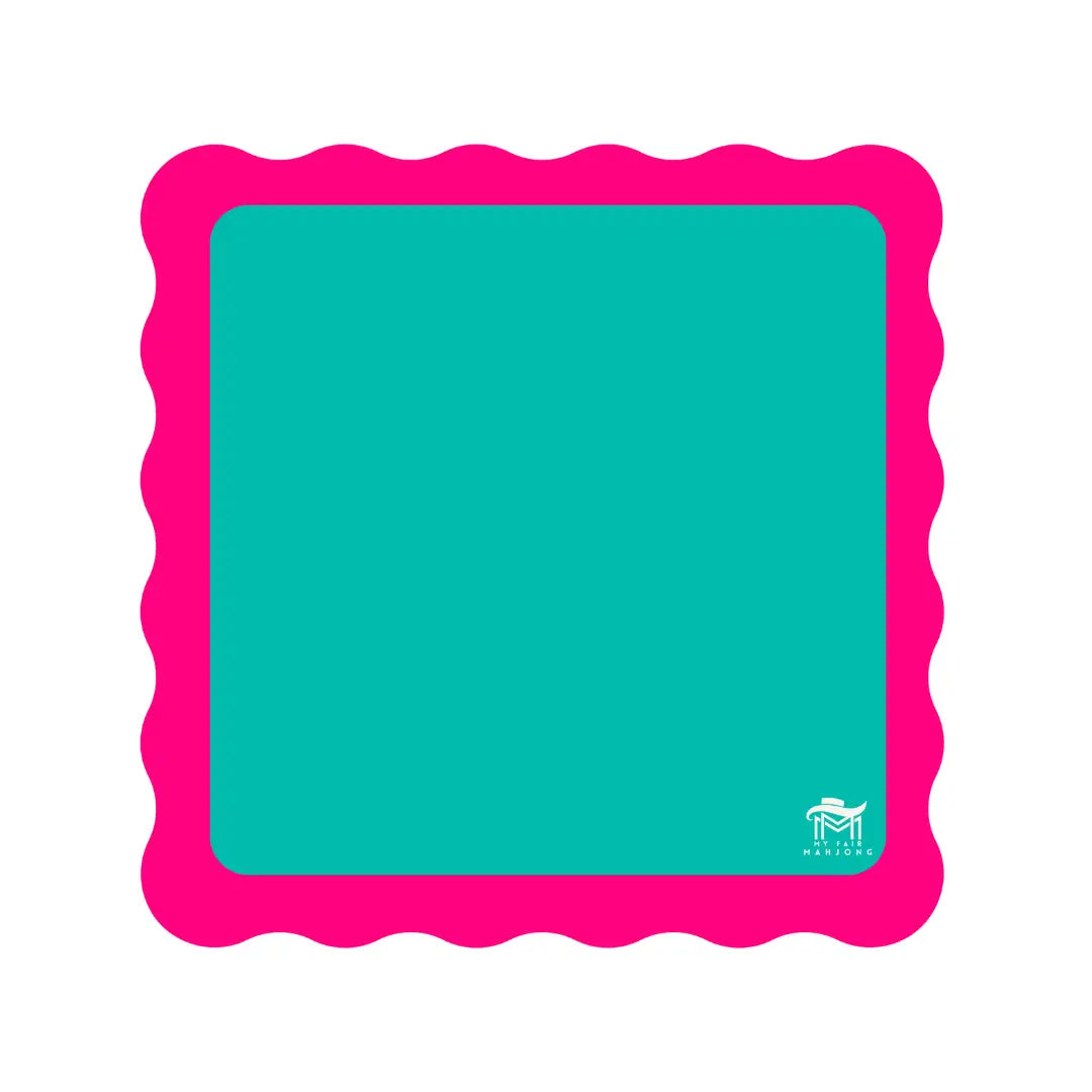 My Fair Mahjong Mahjong Mat - Green Center / Pink Scallop