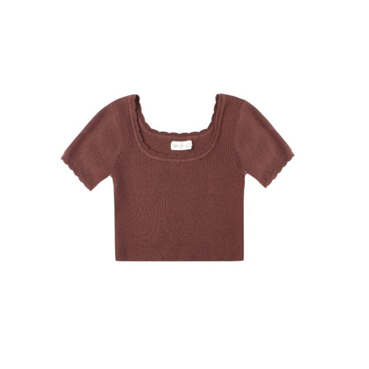 Rylee and Cru Scallop Tee - Burgundy