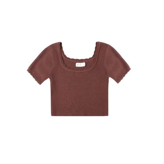 Rylee and Cru Scallop Tee - Burgundy