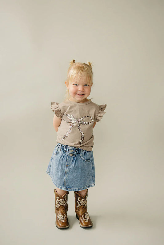 Mebie Baby Cheetah Bow Ruffle Tee