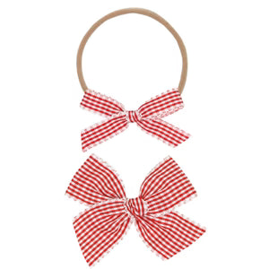Lou Lou and Company Ribbon Bow Headband - Cherry Gingham