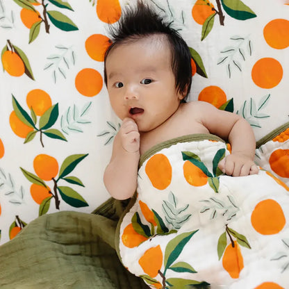 Baby in Clementine Kids Cotton Muslin Reversible Quilt - Fresh Clementine