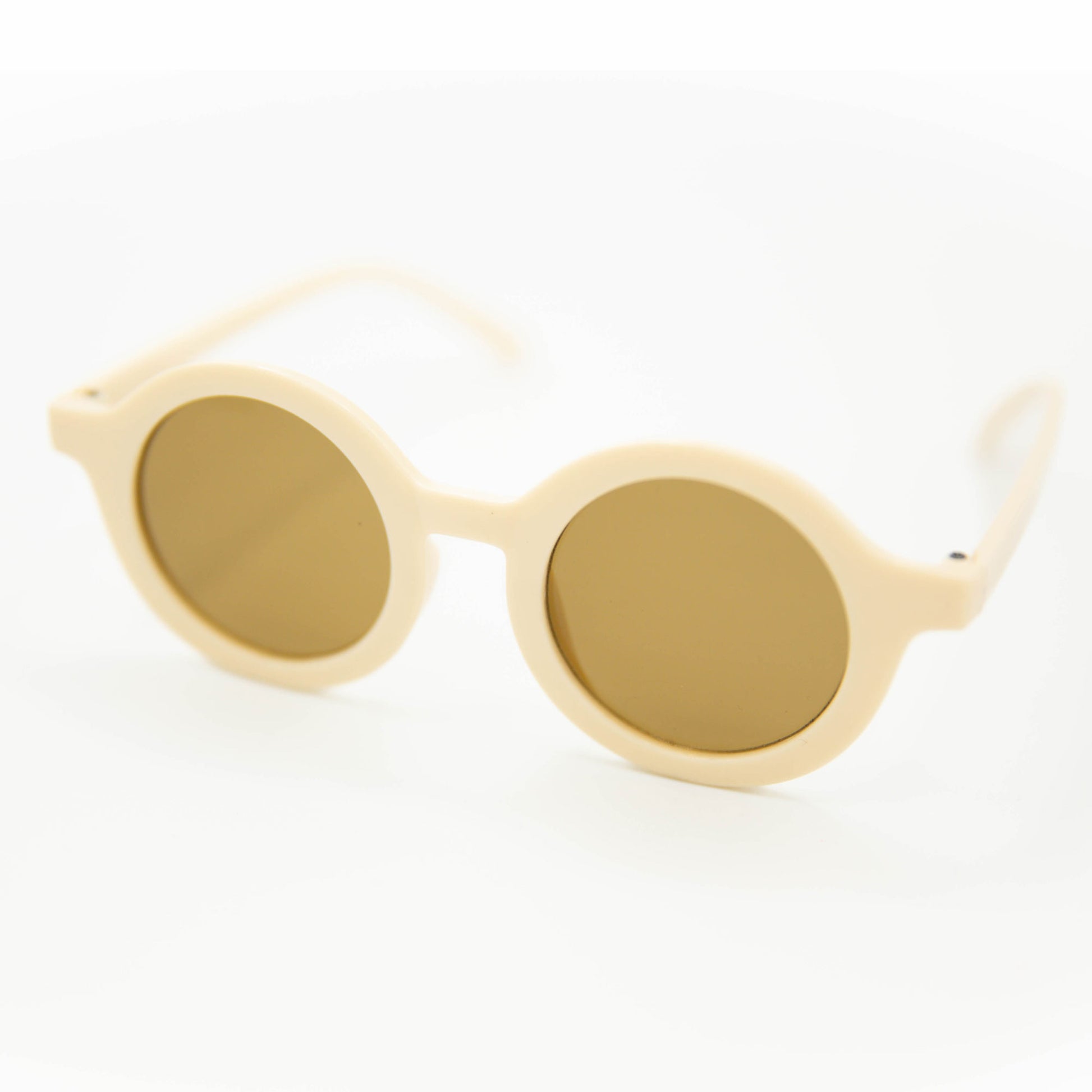 The Baby Cubby Kids' Round Retro Sunglasses - Cream with Brown Lenses