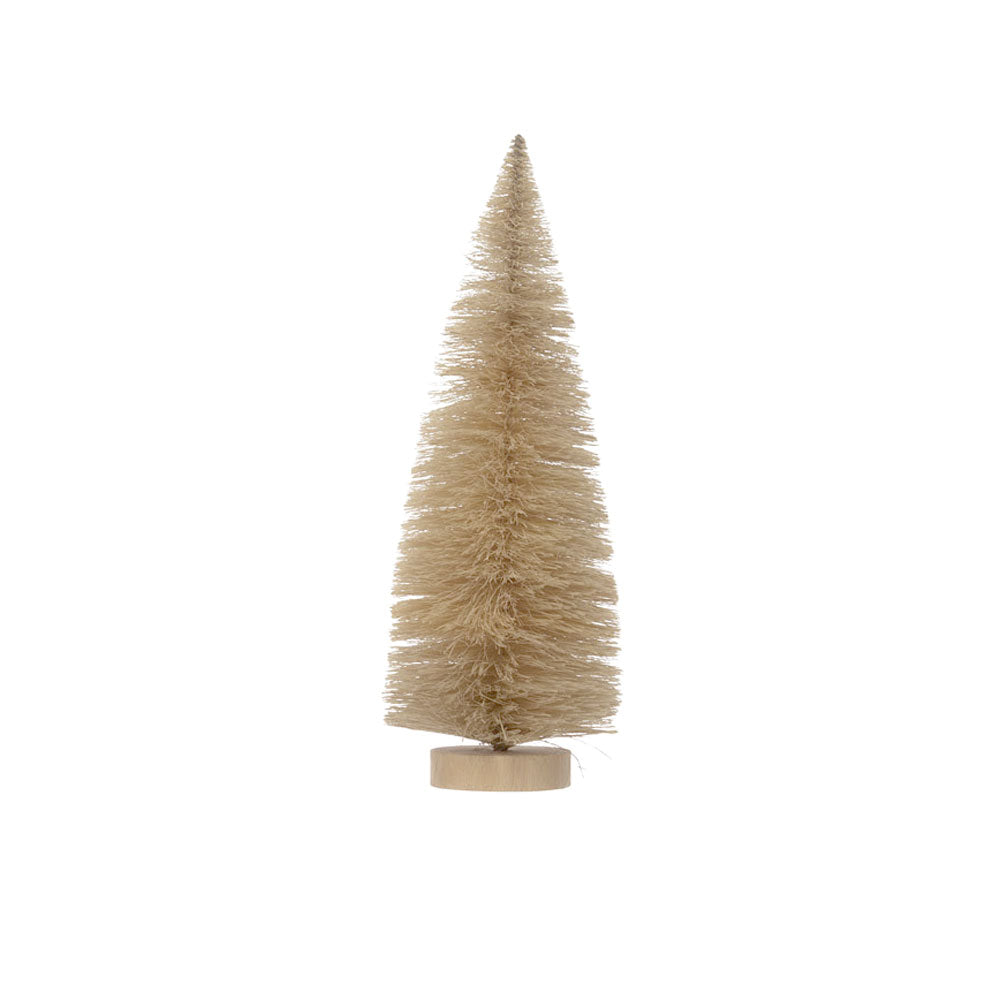 Creative Co-op Sisal Bottle Brush Tree with Wood Base - 4.25" x 12" - Cream Matte