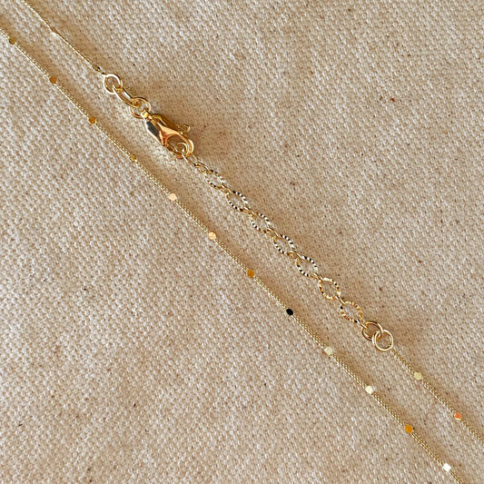 Miel & Gold Curb Chain Necklace Pressed Details 1mm 18k Gold Filled