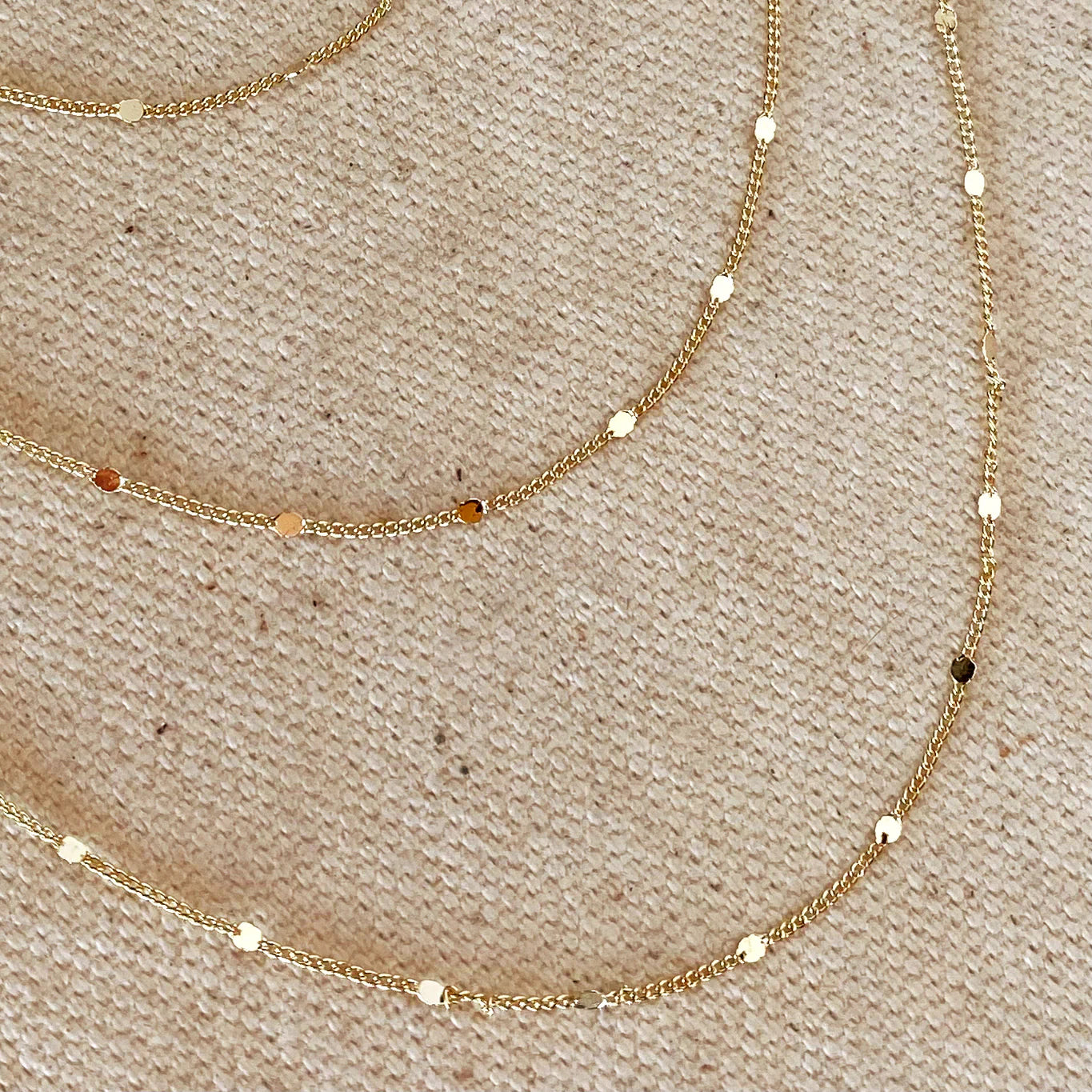 Miel & Gold Curb Chain Necklace Pressed Details 1mm 18k Gold Filled