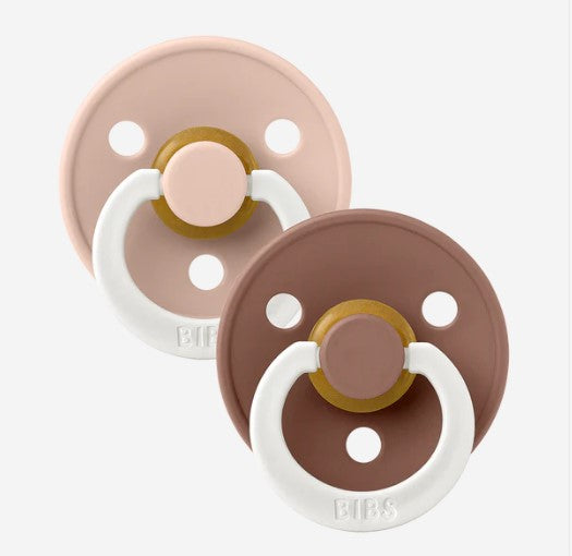 BIBS Colour GLOW 2-Pack Pacifier Set - Blush/Woodchuck