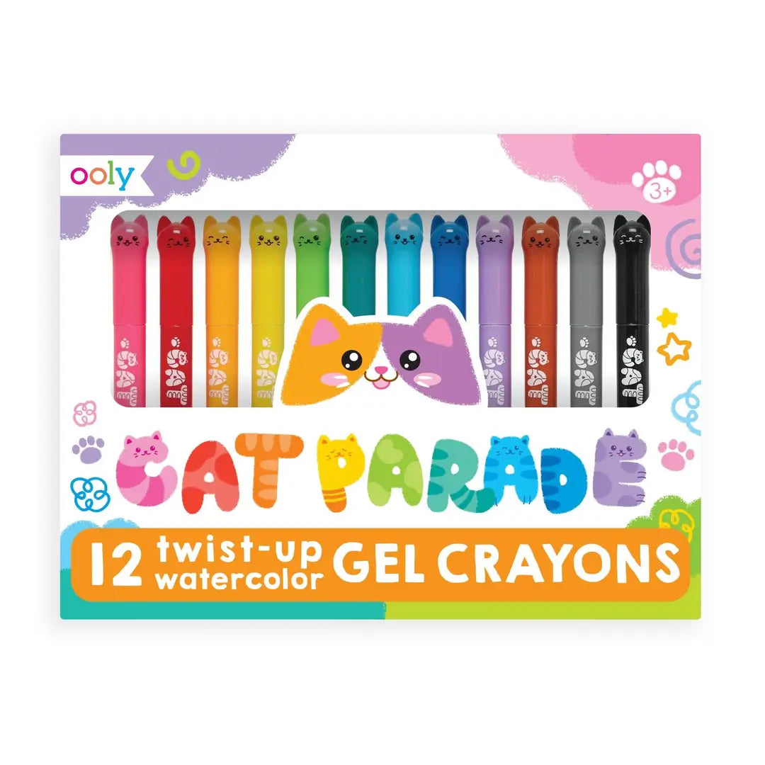 OOLY Cat Parade Twist-Up Watercolor Gel Crayons - Set of 12