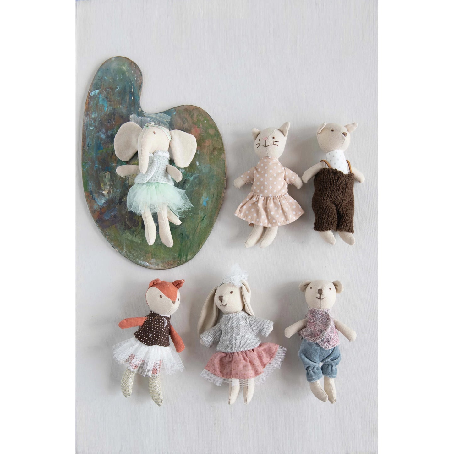 Creative Co-op Cotton Linen Mini Animal Doll