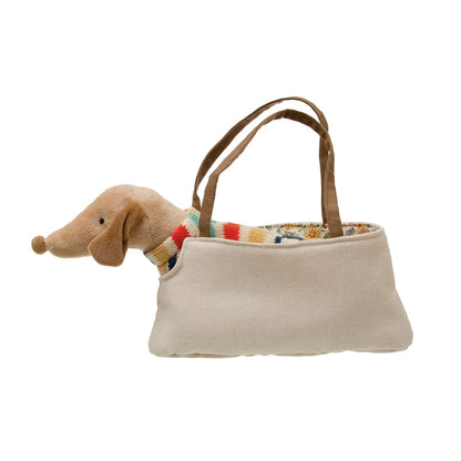 Creative Co-op Cotton Dachshund in Dog Carrier