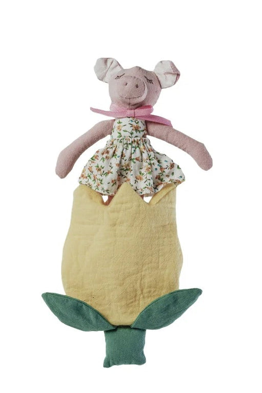 Creative Co op Plush Animal in a Flower Pocket