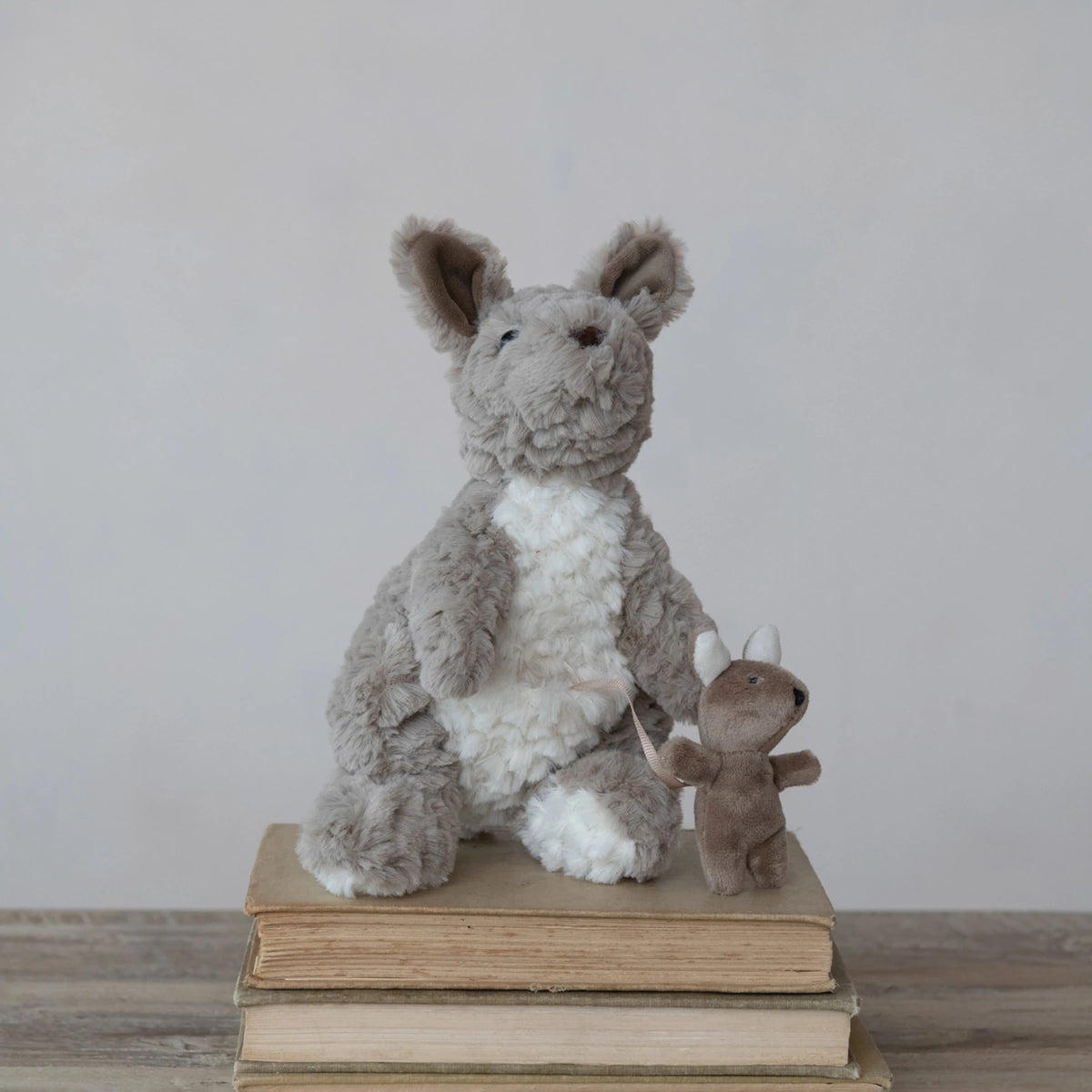 Creative Co-op Plush Kangaroo with Joey in Pouch