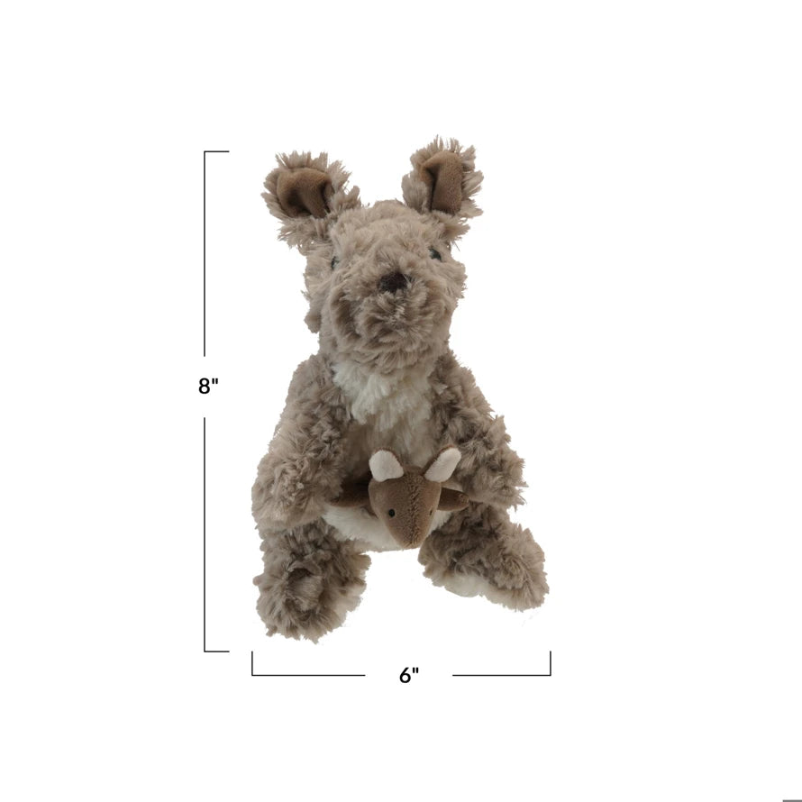 Creative Co-op Plush Kangaroo with Joey in Pouch