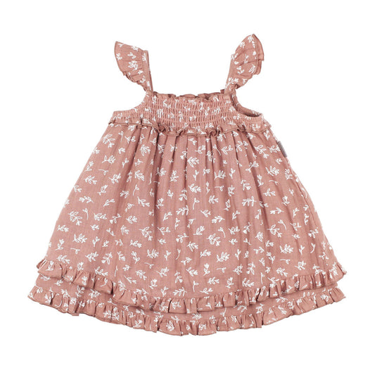 Lovedbaby Organic Muslin Summer Dress - Desert Rose Leaves