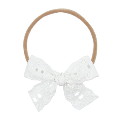 Lou Lou and Company Lace Bow Headband - White Daisy Eyelet