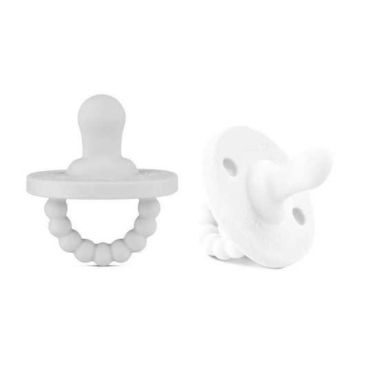 Ryan and Rose Flat Cutie PAT Pacifier 2 Pack - Grey / White