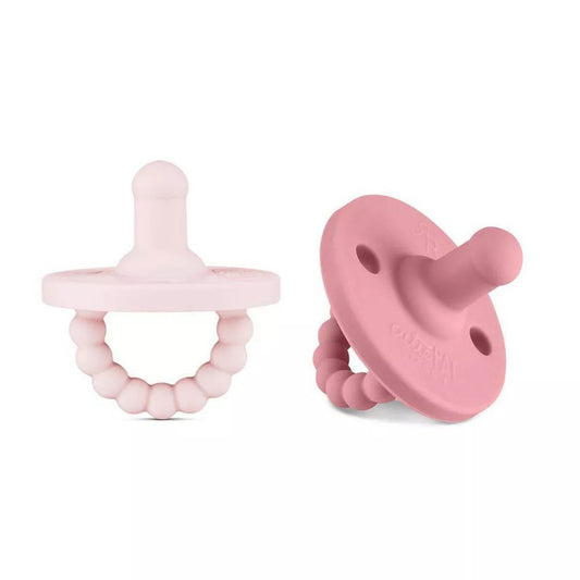 Ryan and Rose Round Cutie PAT Pacifier 2 Pack - Pink / Rose - Stage 1