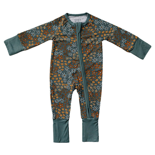 Mebie Baby Bamboo Zipper - Navy Floral