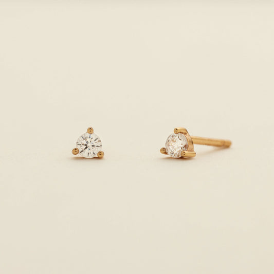 Made by Mary Luxe Gold Vermeil 3-Prong Stud Earrings - Gold