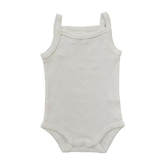 Mebie Baby White Pointelle Bodysuit