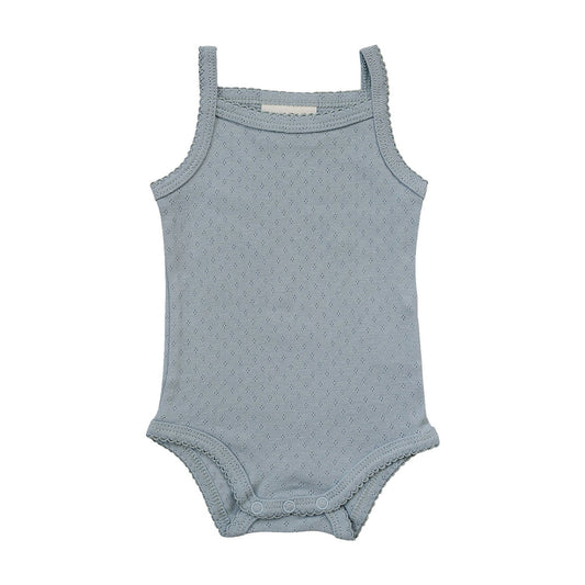 Mebie Baby Dusty Blue Pointelle Bodysuit