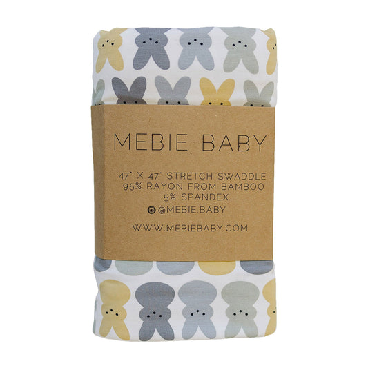 Mebie Baby Bunny Bamboo Stretch Swaddle Blanket - Dusty Blue