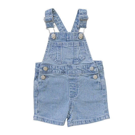 Mebie Baby Blue Stripe Short Overalls
