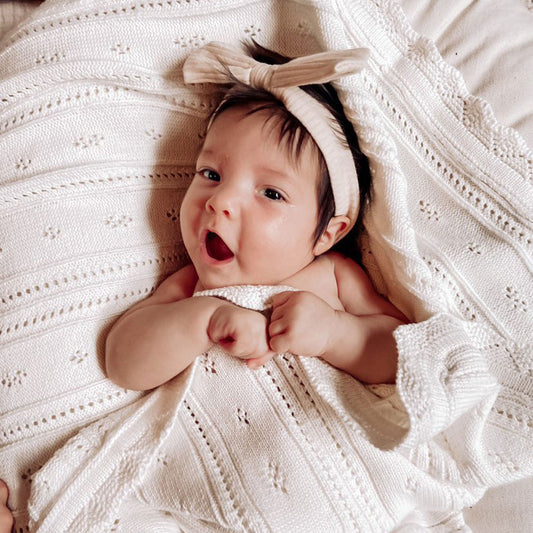 Luna and Luca Pointelle Baby Blanket - White