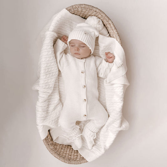 Luna and Luca Classic Purl Knit Jumpsuit - White