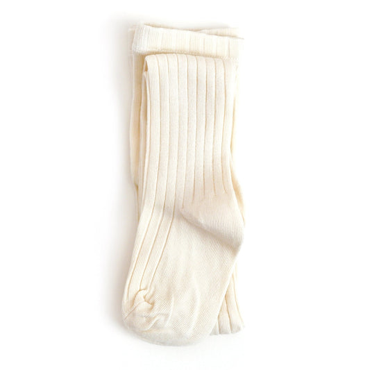 Little Stocking Co Ribbed Knit Tights - Ivory
