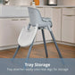 Tray stored on back of Chicco Zest 4-in-1 Folding High Chair - Seasalt