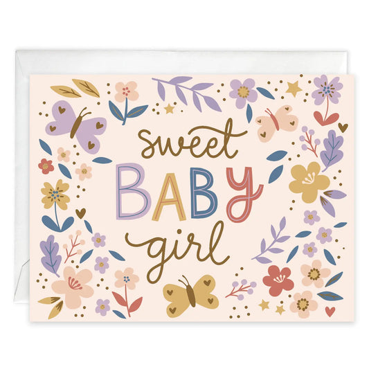 Gina B Designs Baby Greeting Card - Baby Girl Flowers