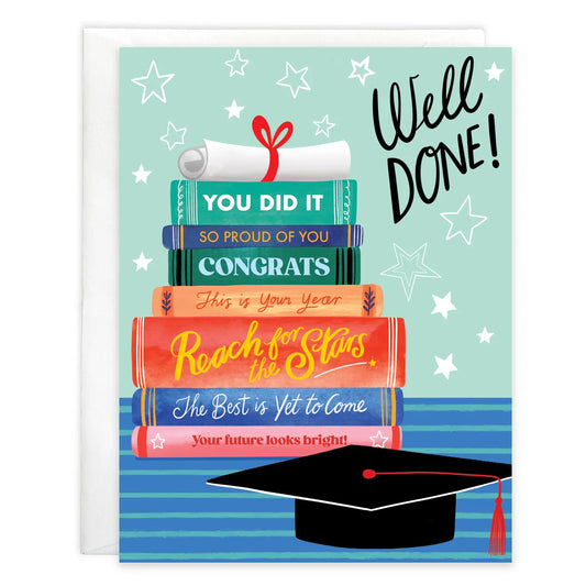 Gina B Designs Graduation Greeting Card - Happy Grad Books