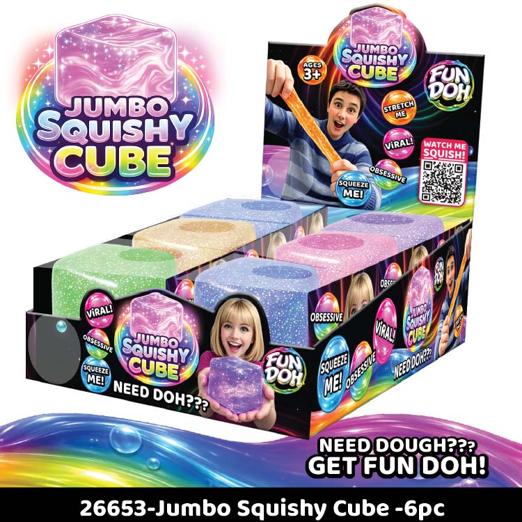 Novelty Brands Fun Doh Jumbo Squishy Cube - 1 Pc Random Variety