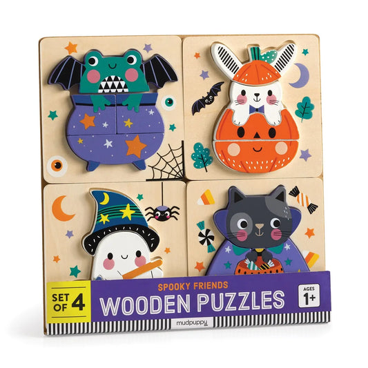Chronicle Books Spooky Friends Set of 4 Wood Puzzles