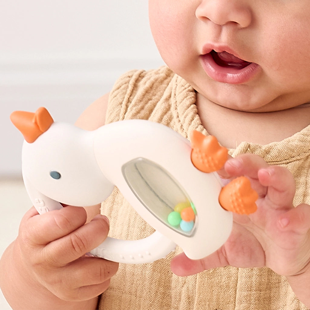 Itzy Ritzy Bitzy Shake Silicone Teether with Rattle - Goose