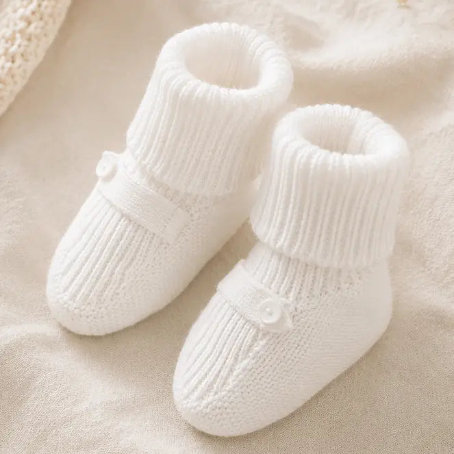 Viverano Organics Dove White Baby Booties Shoes Sweater Knit (Organic Cotton)