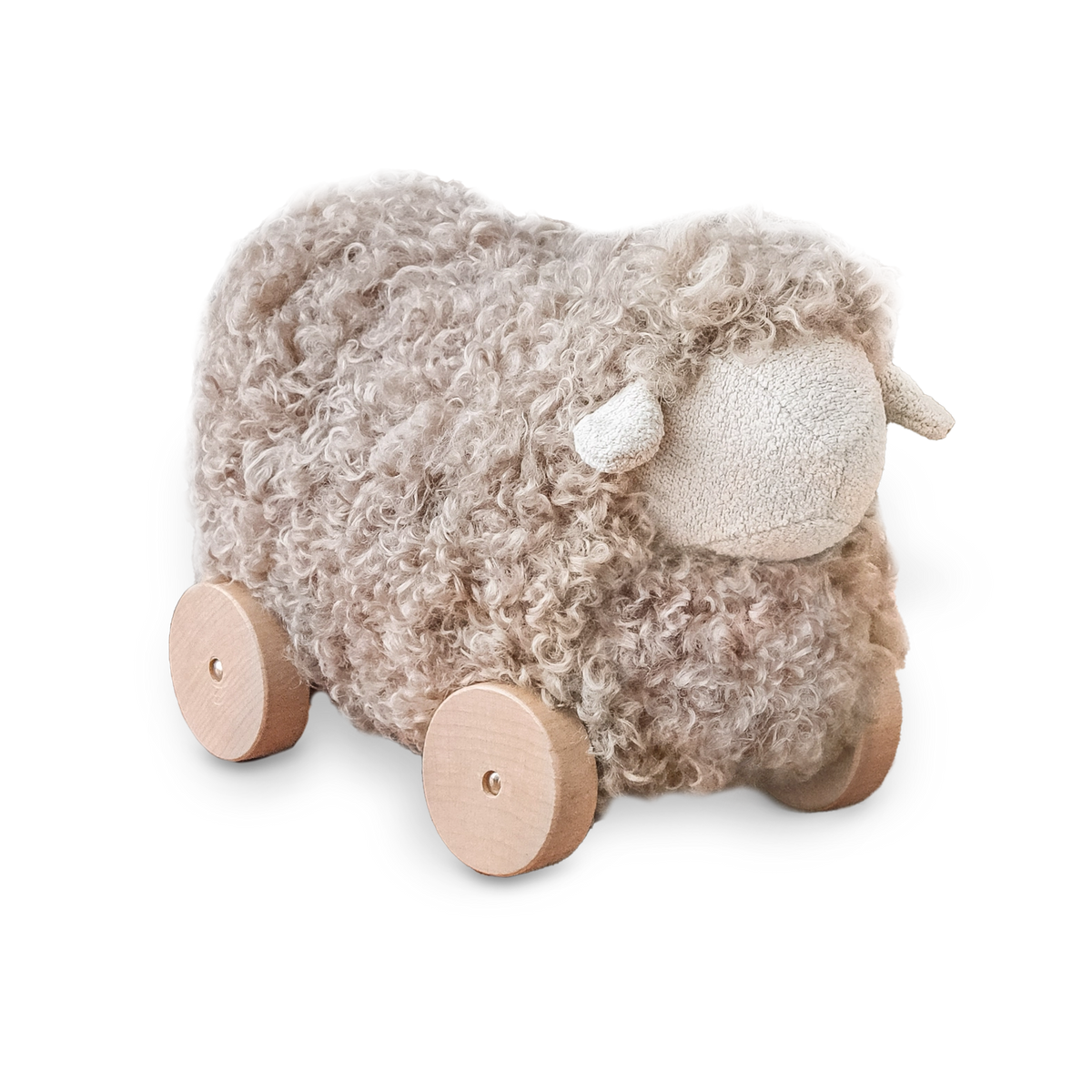 Little Lamb Kind Button Pull-Along Sheep - Taupe