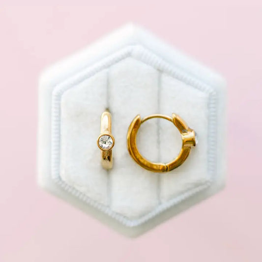 Pierced Co Single Diamond Huggies