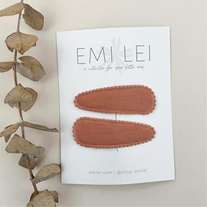 Emi Lei Fabric Barrette Hair Clip - Set of 2 - Spice