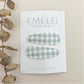 Emi Lei Fabric Barrette Hair Clip - Set of 2 - Mint Gingham