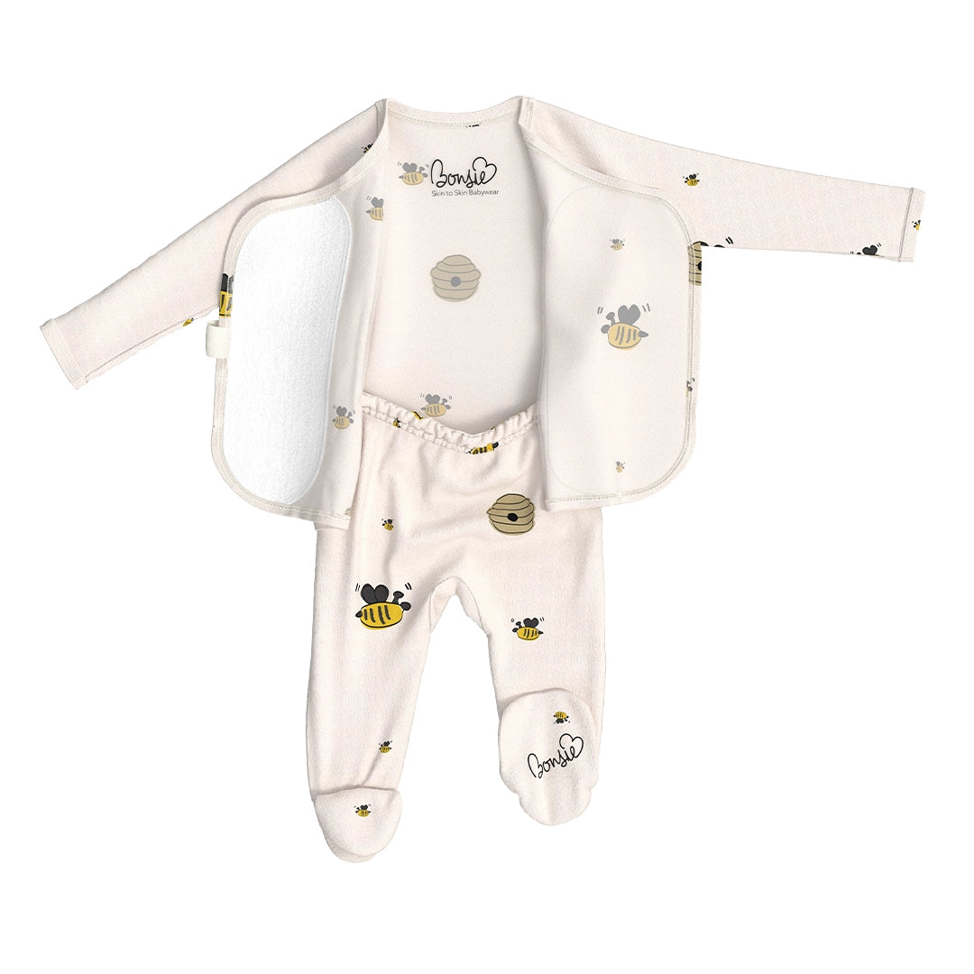 Bonsie Skin to Skin Babywear Footie - Bees & Honey