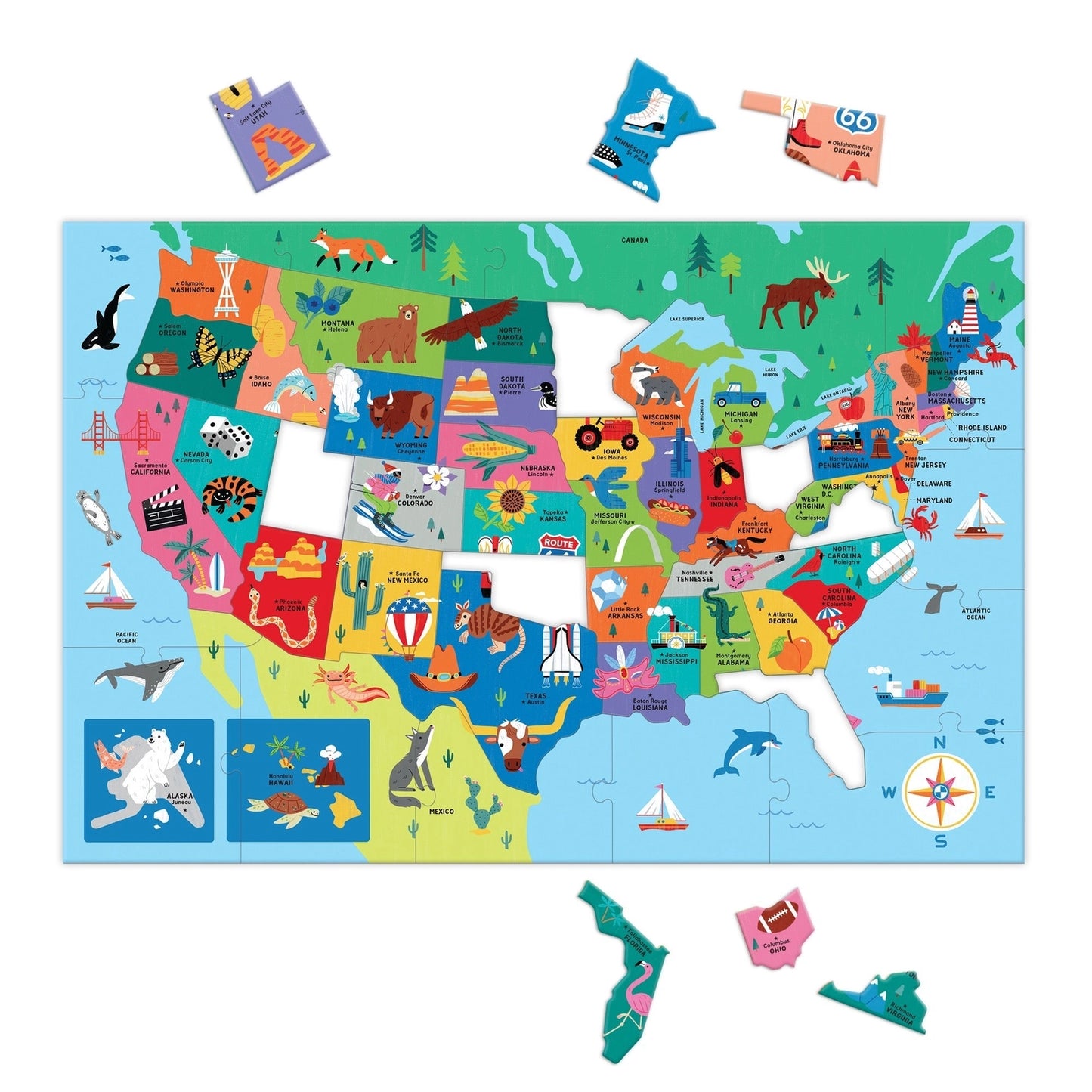 Chronicle Books Map of the U.S.A. 50 Piece Giant Floor Puzzle