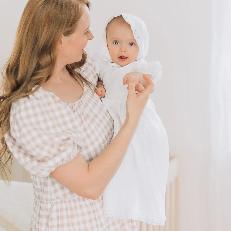 Miriia Everly Baby Girl White Cotton Baptism Christening Dress