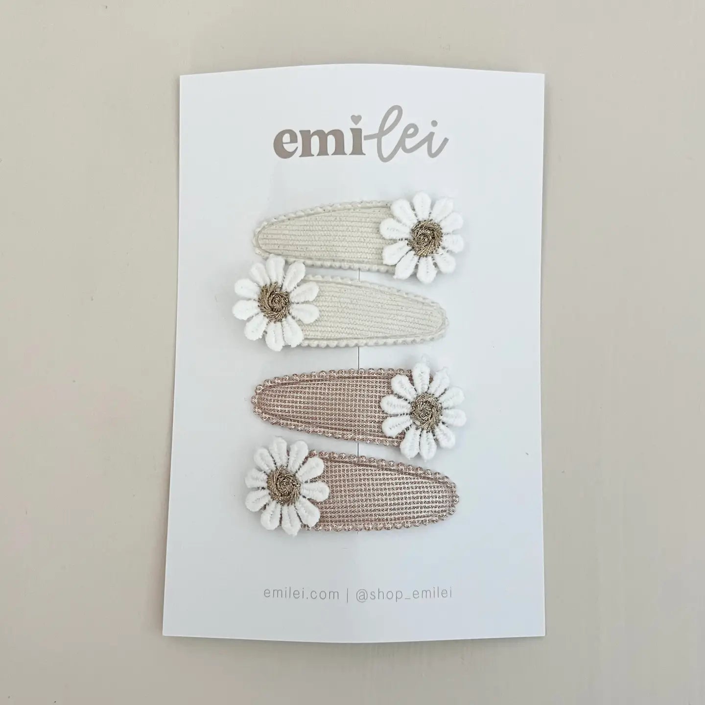 Emi Lei Fabric Hair Clip Snap Barrettes - Set of 4