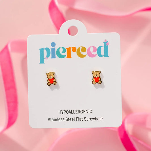 Pierced Co Teddy Bear Earrings